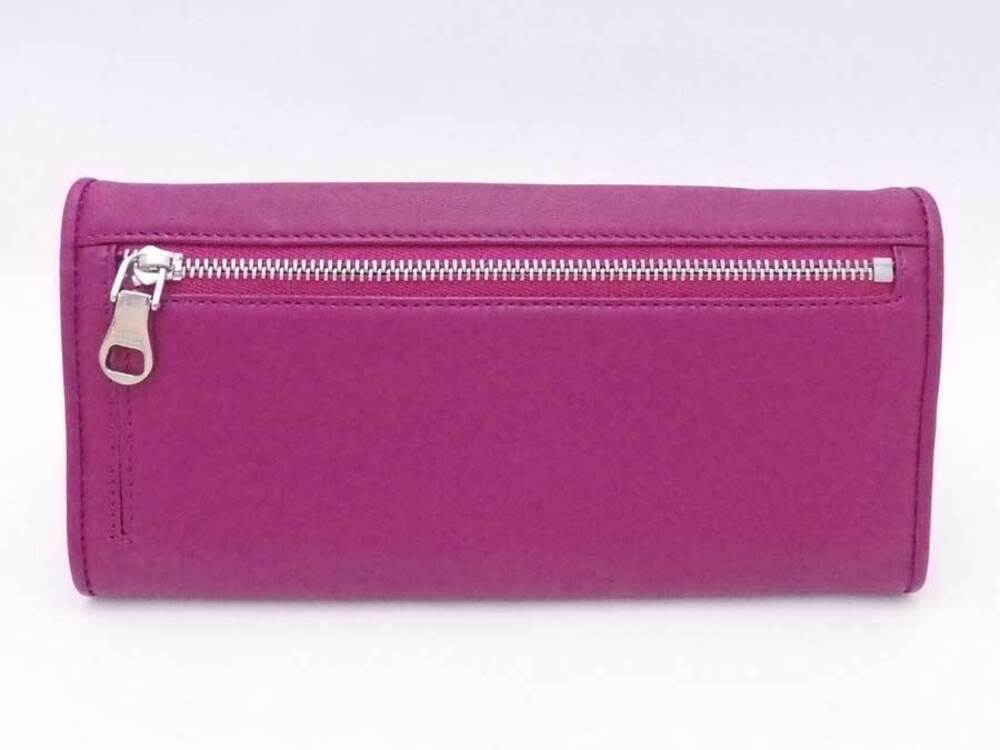 Loewe Bi Purple Long Silver Anagram Fold Leather Wallet